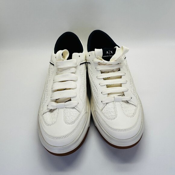 AX Armani Exchange Sneakers with Logo Mens Size 12 Off White Navy Casual Shoe - Picture 4 of 14
